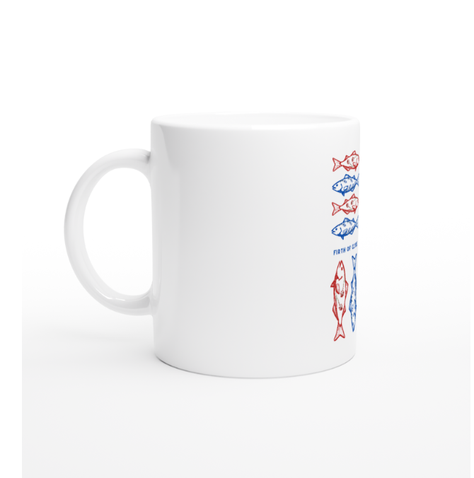 Red and Blue Fish Print Mug
