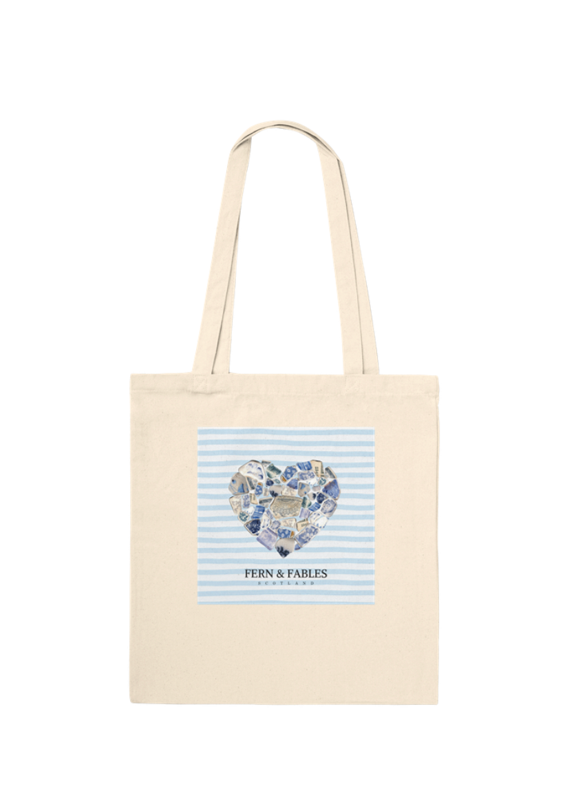 Sea Pottery Heart Print Tote Bag