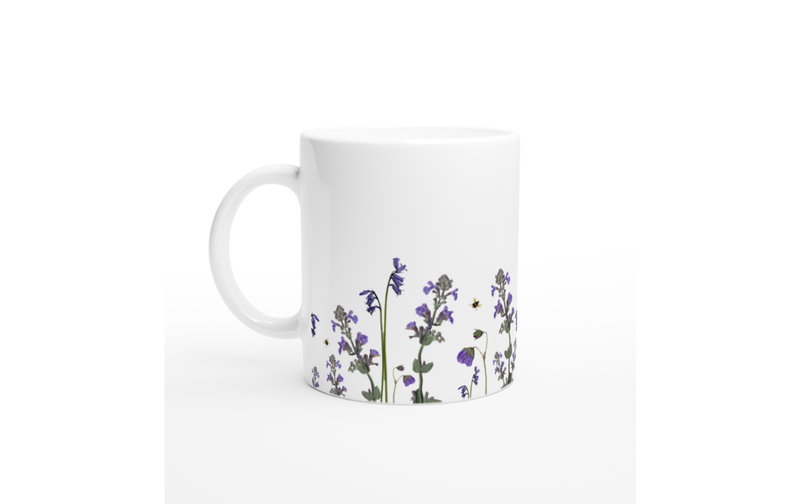 Purple Floral Bee Print Mug