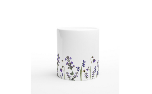 Purple Floral Bee Print Mug