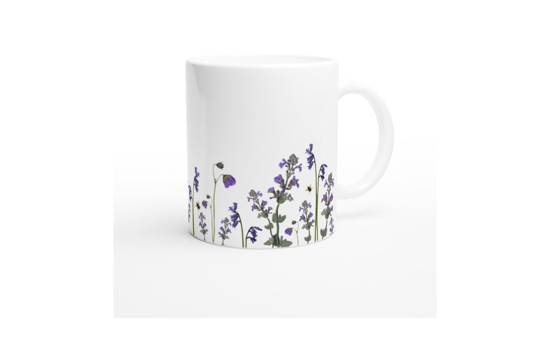 Purple Floral Bee Print Mug