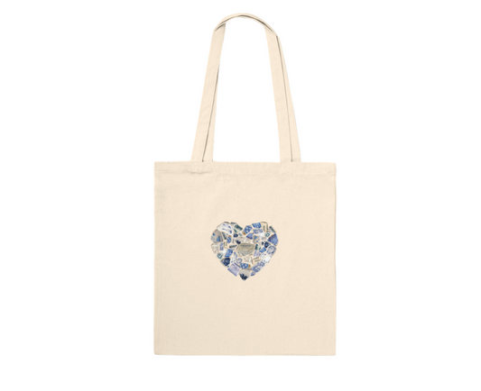 Sea Pottery Heart Print Tote Bag