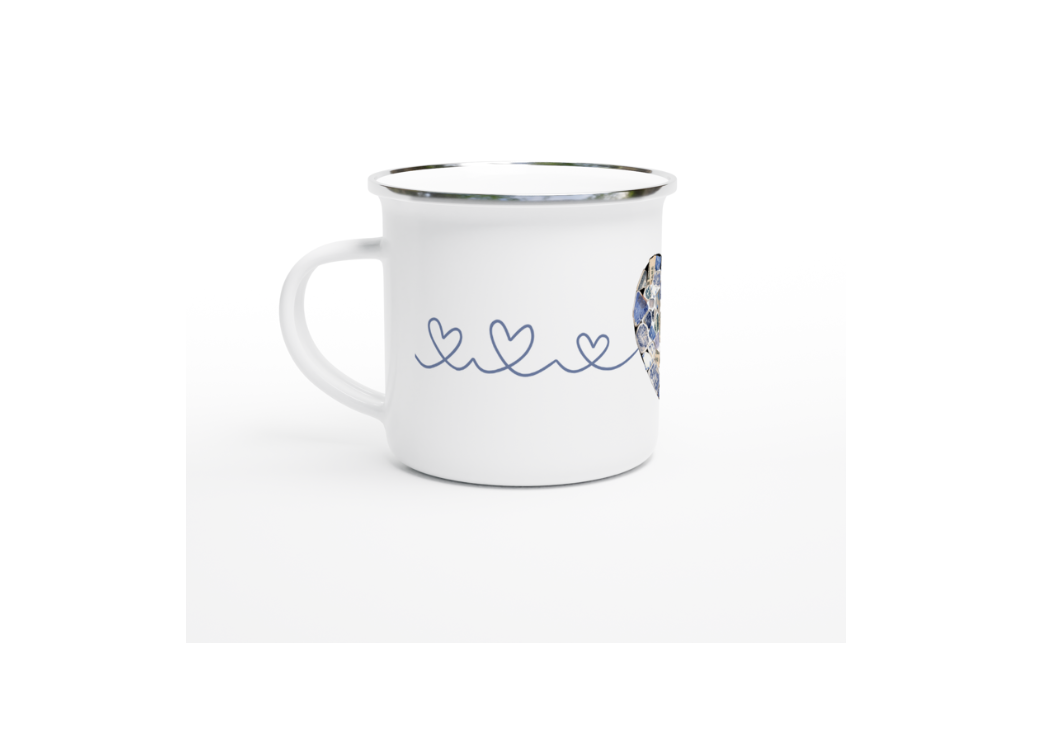 Scottish Sea Pottery Heart Print Tin Mug