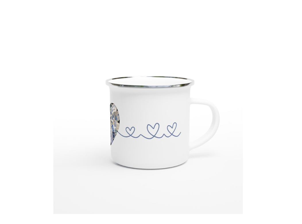 Scottish Sea Pottery Heart Print Tin Mug