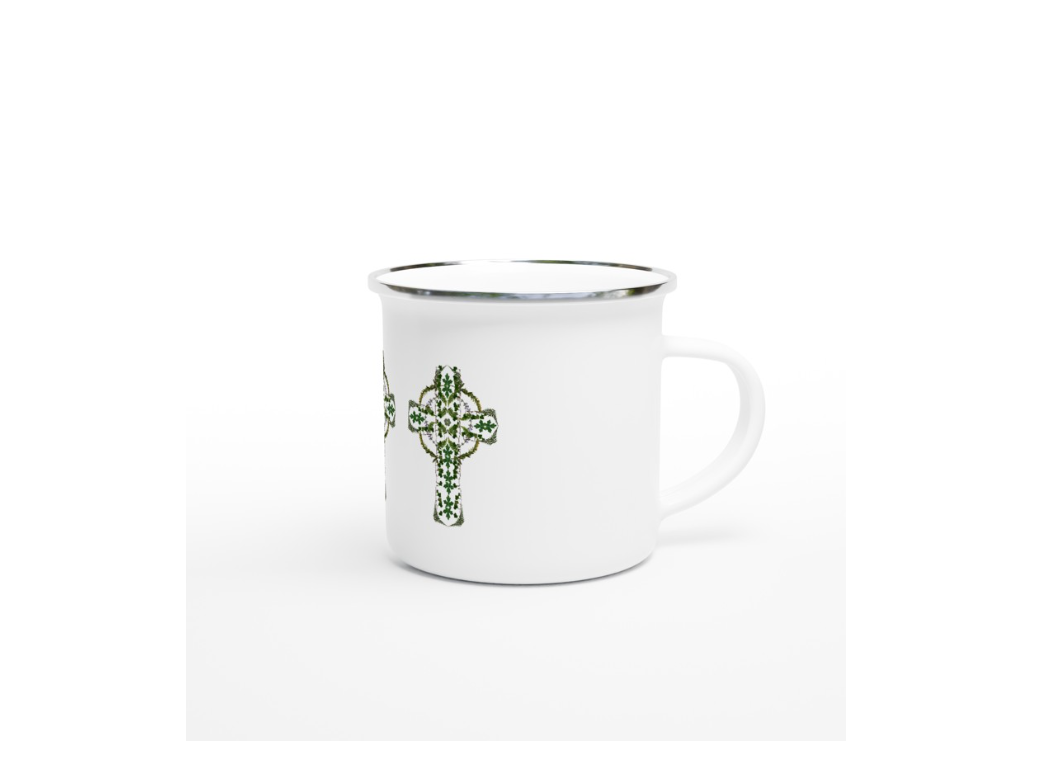 Celtic Cross Enamel Tin Mug 120z