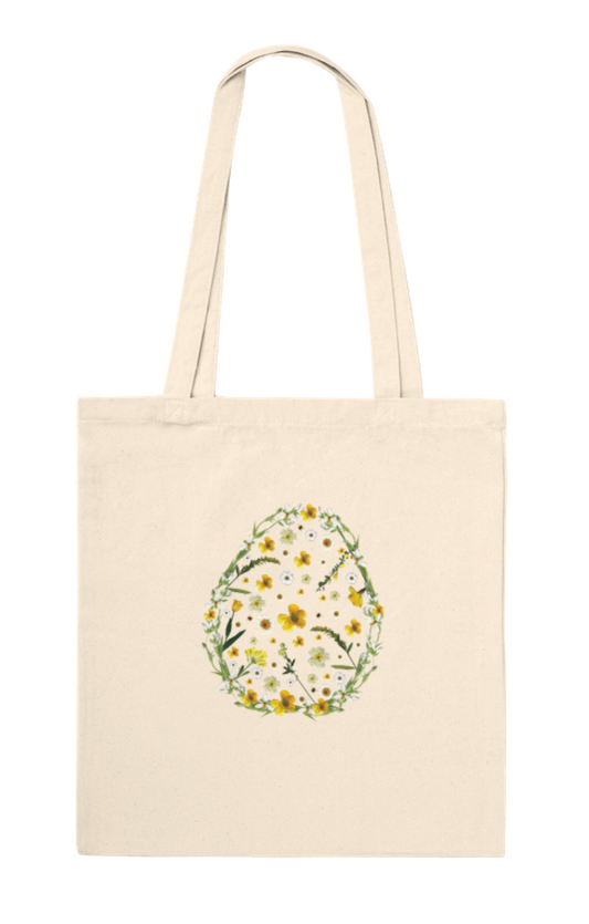 Yellow Floral Egg Tote Bag