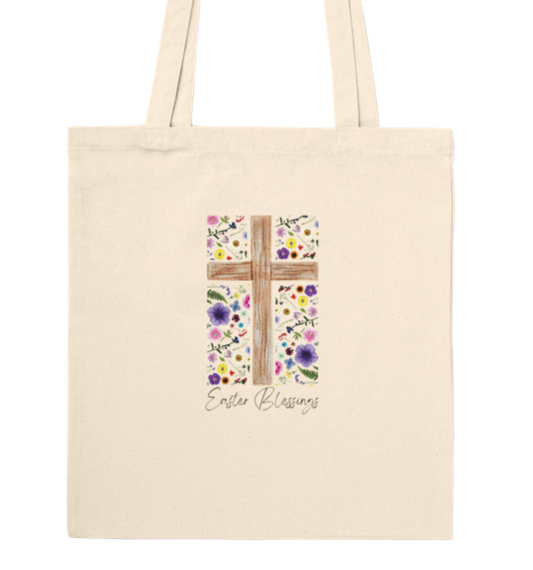 Floral Cross Tote Bag