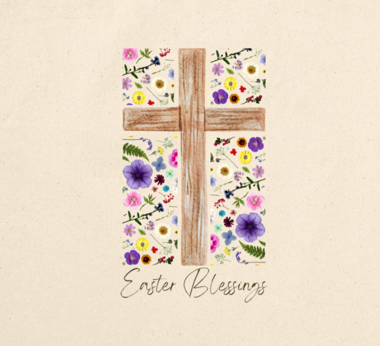 Floral Cross Tote Bag