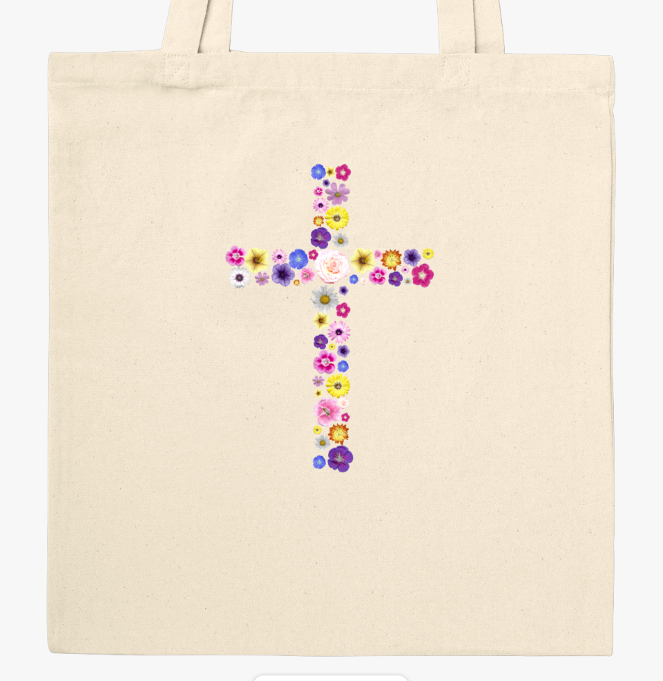 Floral Cross Tote Bag