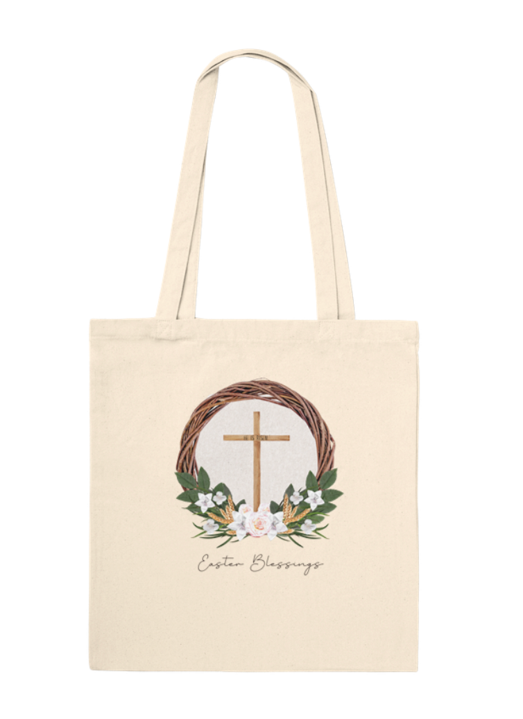 Floral Wreath Cross Print Tote Bag