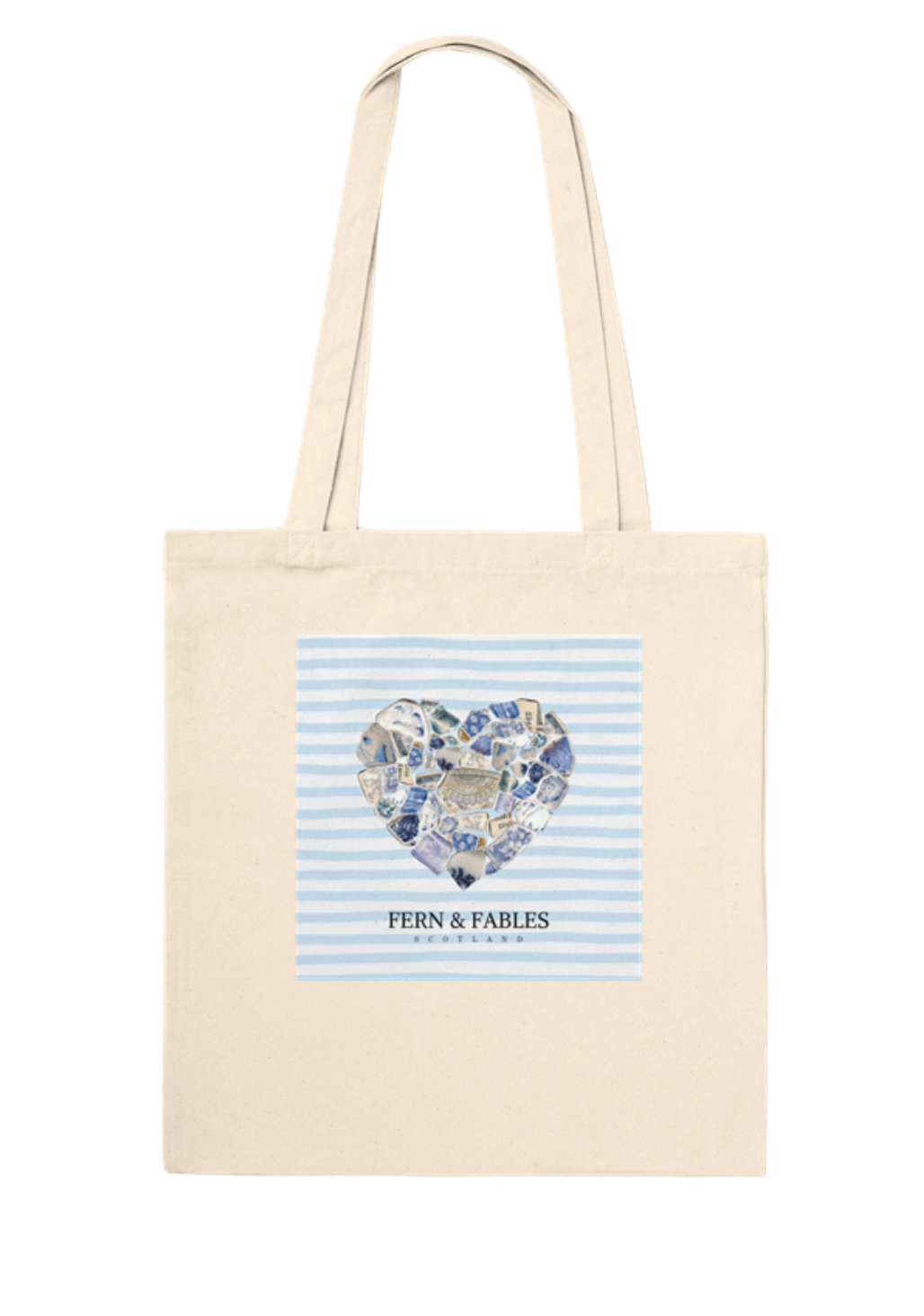Sea Pottery Heart Print Tote Bag