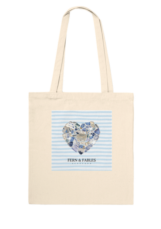 Sea Pottery Heart Print Tote Bag
