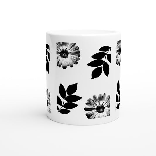 Monochrome Floral Print Mug