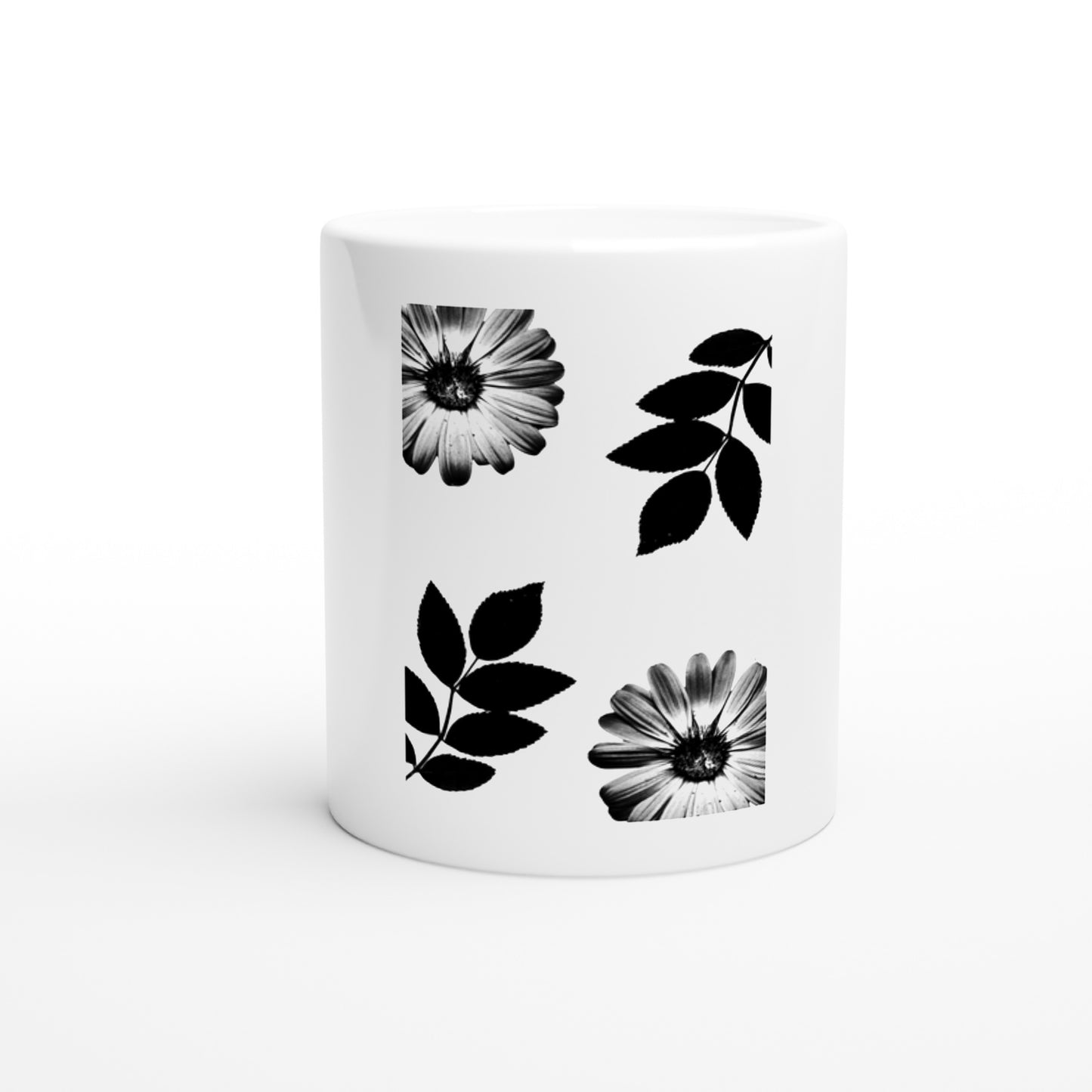 Monochrome Floral Print Mug