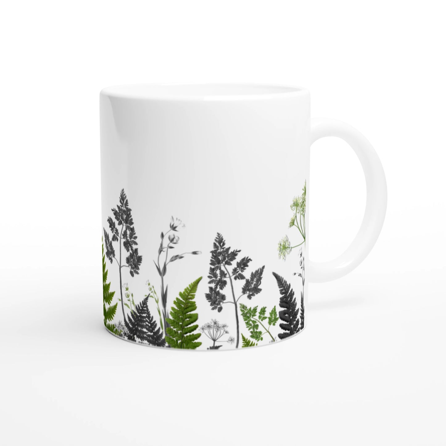 Pressed Wild Greenery Mug - Mixed Colour & Monochrome Design
