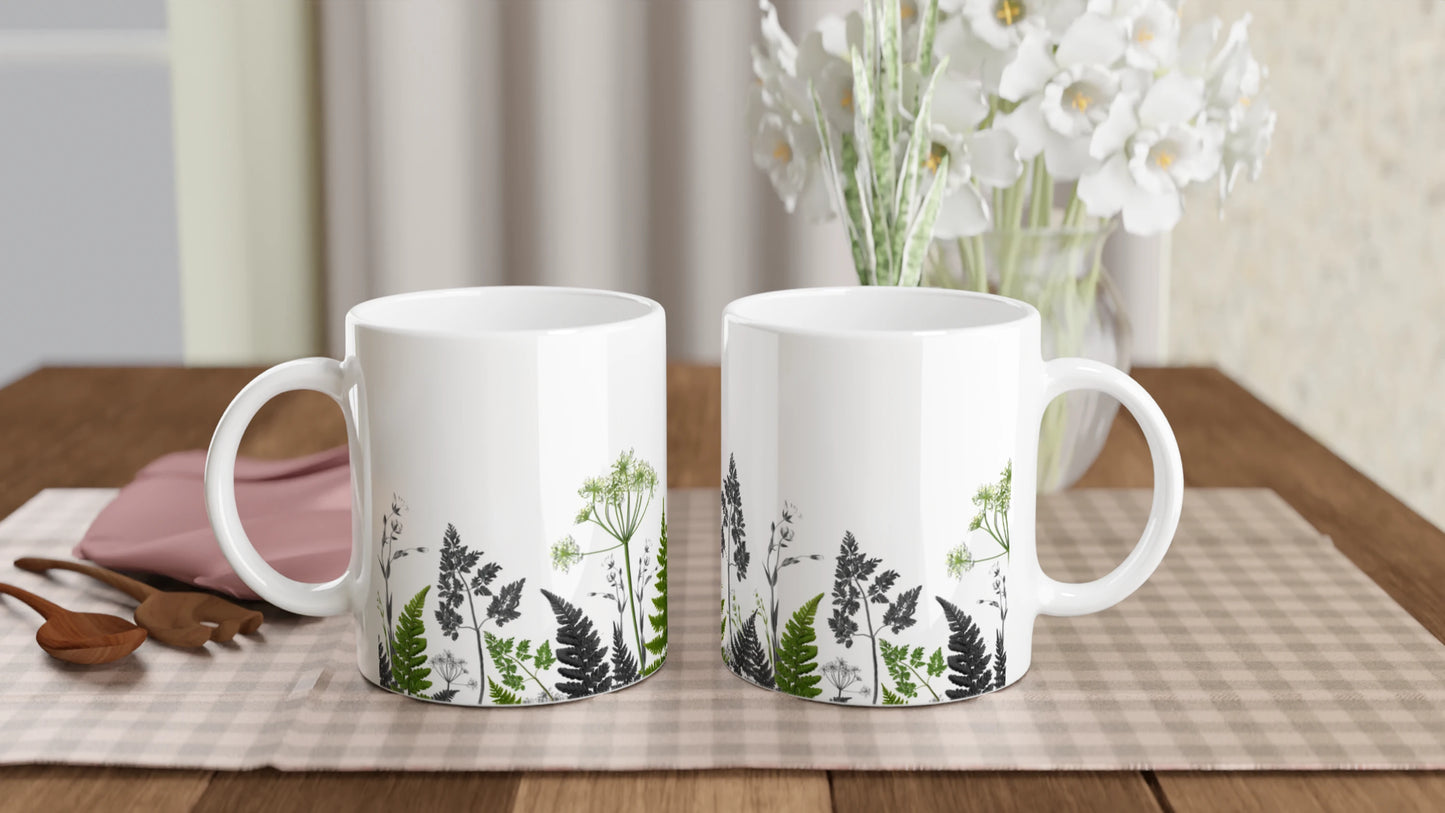 Pressed Wild Greenery Mug - Mixed Colour & Monochrome Design